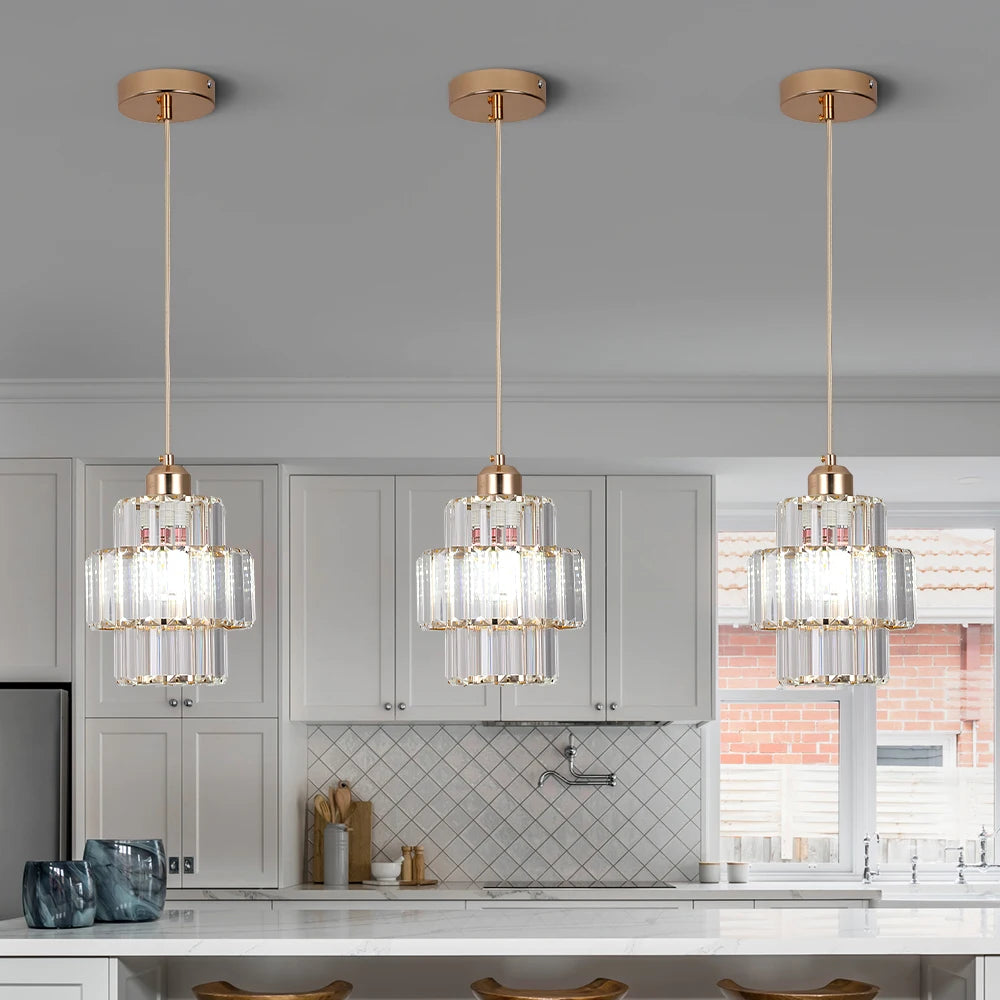 VETRULUS Modern LED Crystal Pendant Light Ceiling Fixture