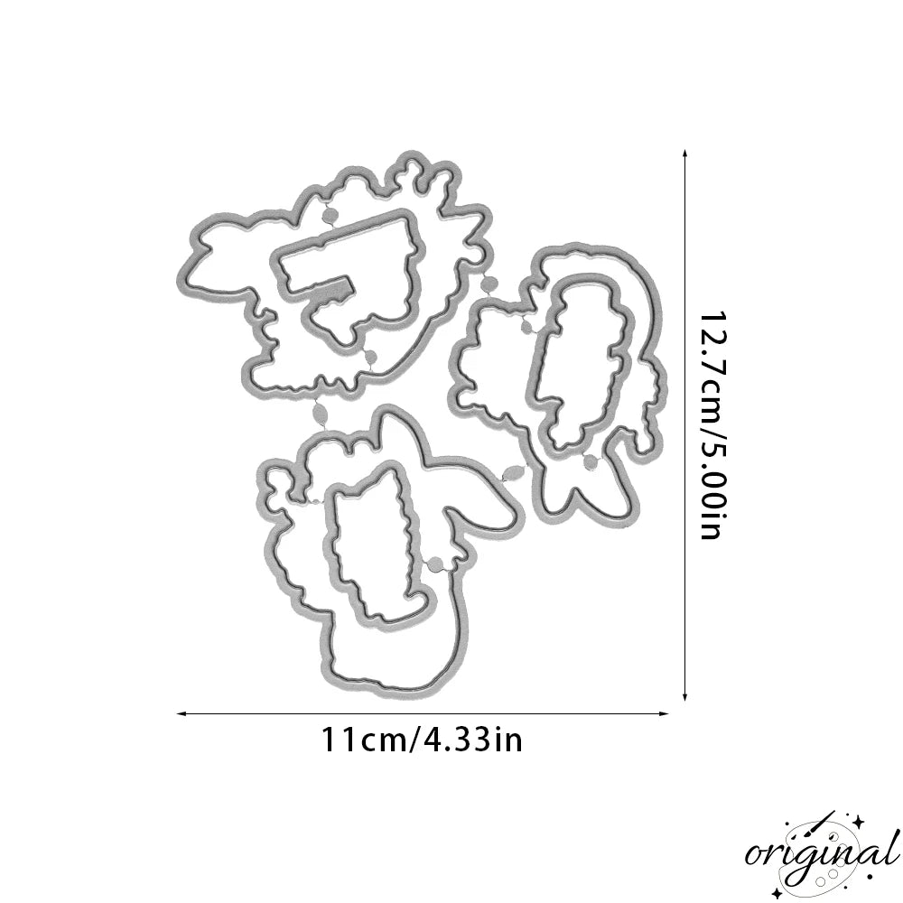 Flowers And Bunny Rabbits Stamp And Cutting Die Set for Scrapbooking
