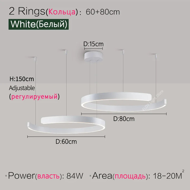 SLL Modern Nordic LED Ring Pendant Light for Living Spaces