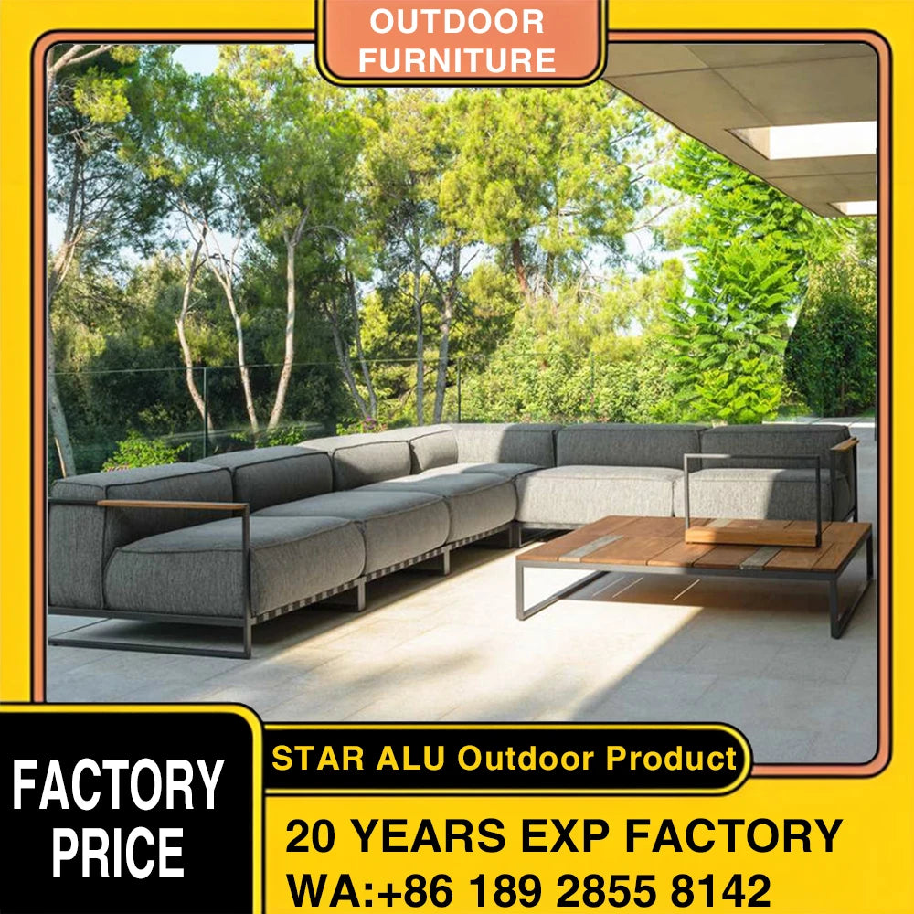 Modern Metal Outdoor Sofa Set With Cushions For Balcony Gardens