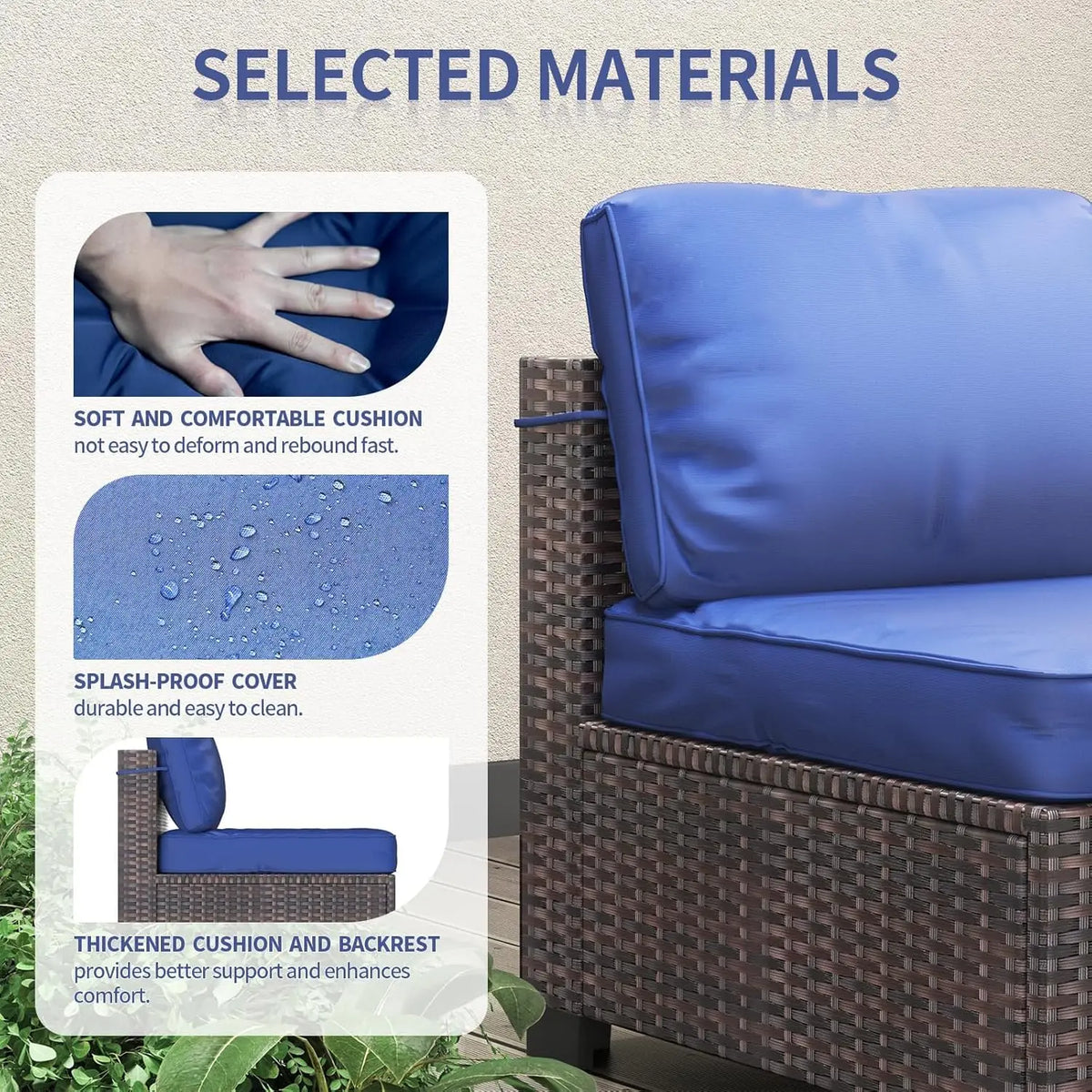 HiMISS Modular PE Rattan Outdoor Sectional Sofa Conversation Set