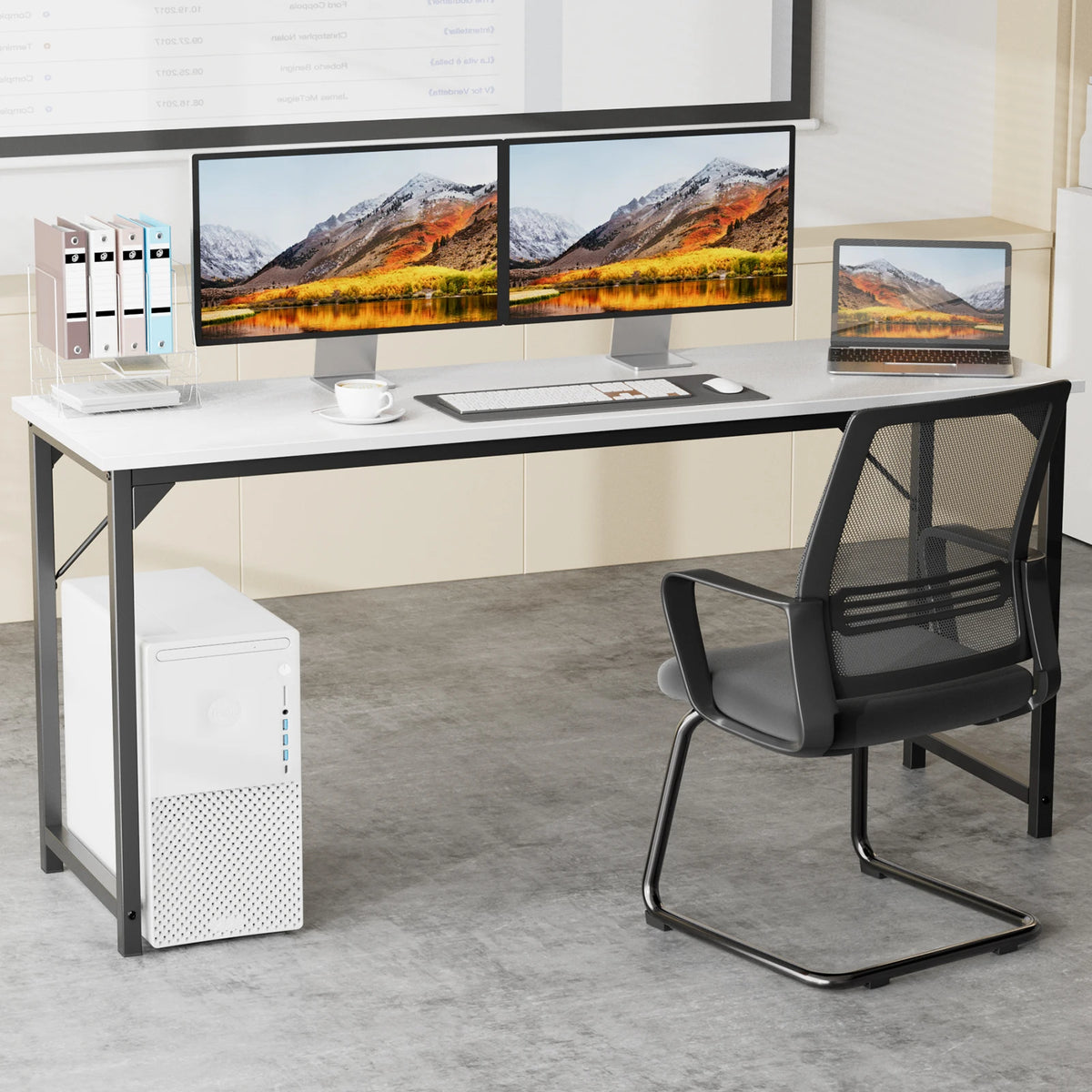 JHK Modern Computer Desk With Metal Frame And Wood Top