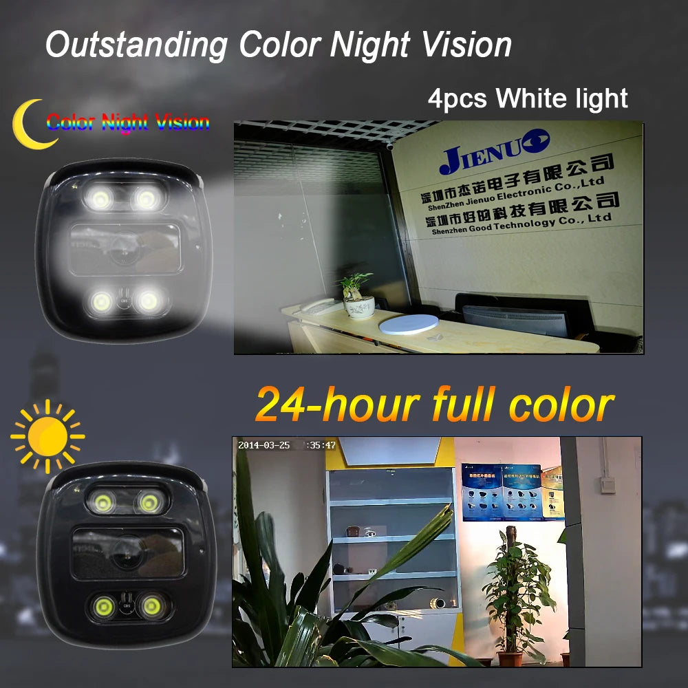 JIENUO 1080P Full Color Night Vision Outdoor CCTV Security Camera
