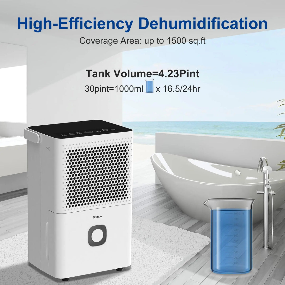 Shinco Home Dehumidifier With Drain Hose And Humidity Control