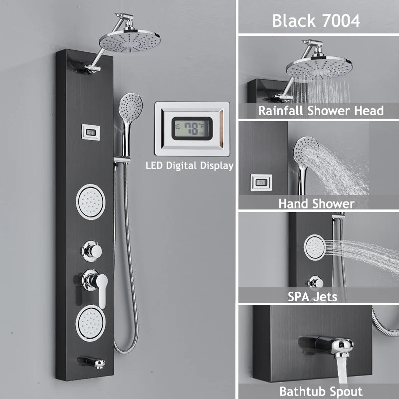 Shinesia LED Rain Shower Panel Spa Massage Jet Faucet System