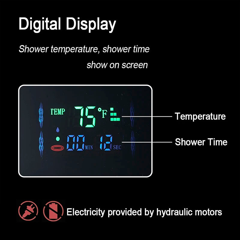 Shinesia LED Shower Panel With Digital Display Spa Massage Jets
