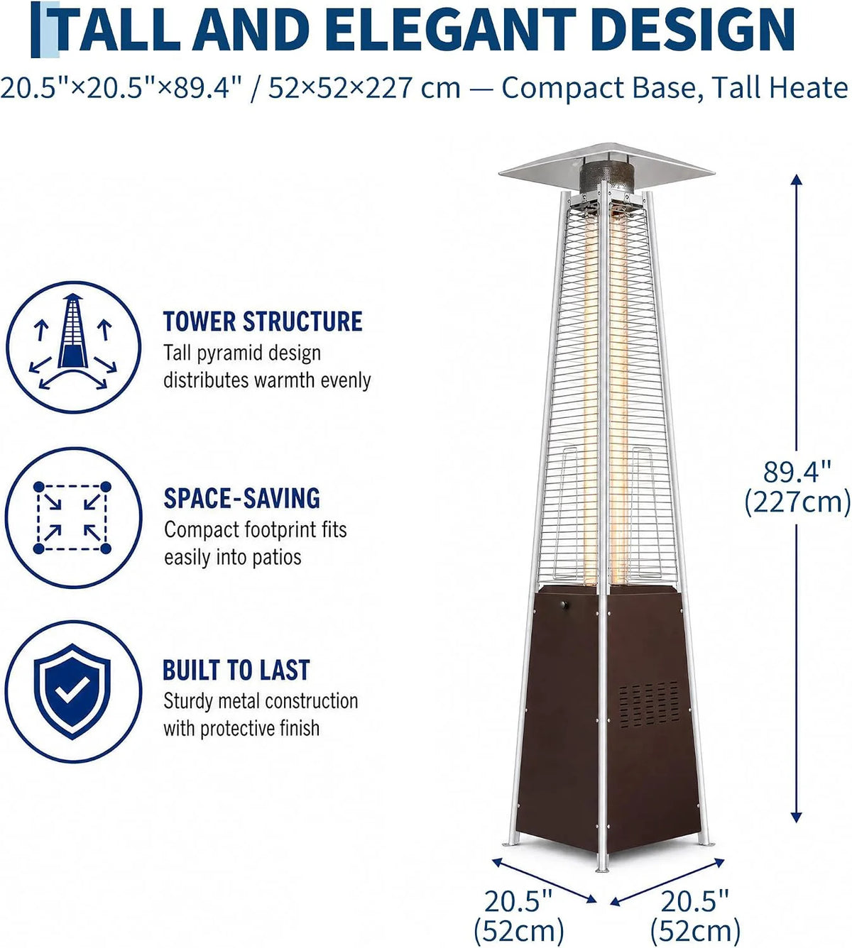 GAOMON Pyramid Propane Patio Heater With Glass Tube Flame