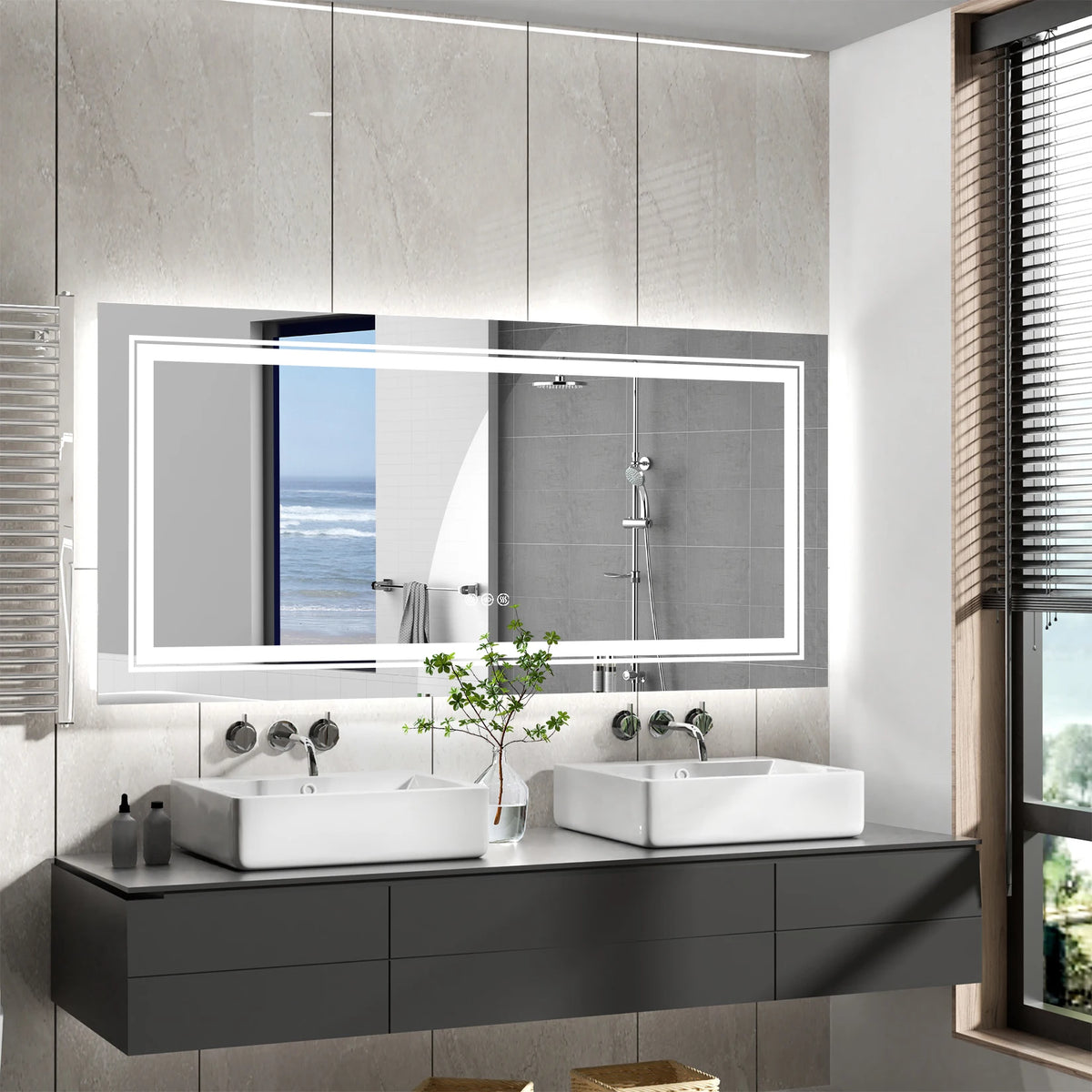 Wisfor Led Rectangular Vanity Mirror With Dimmable Anti Fog Backlight