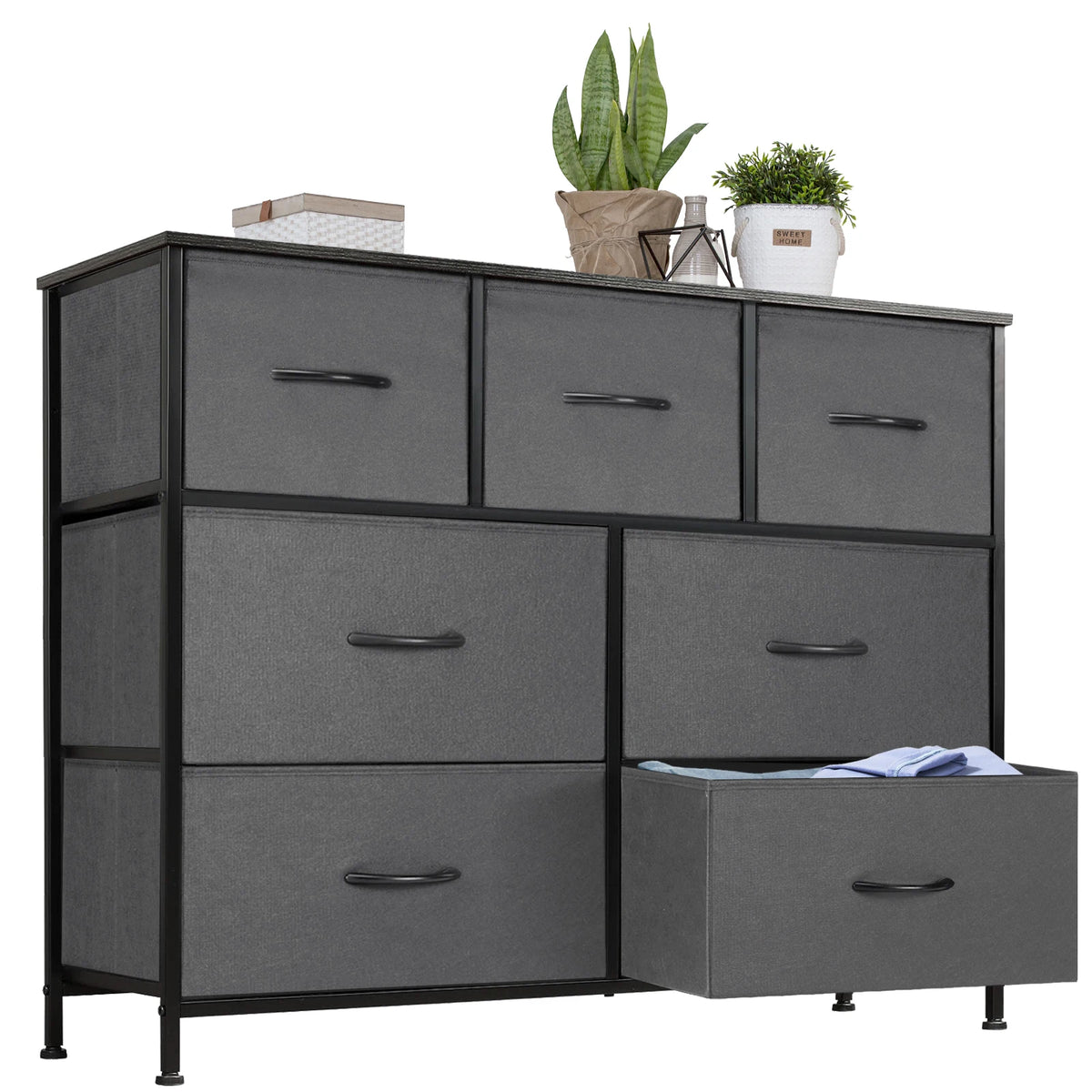JHK Modern 7 Drawer Fabric Storage Dresser Organizer Cabinet