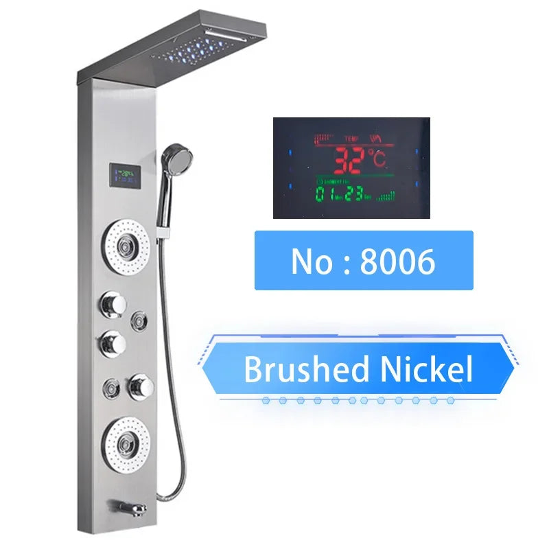 Shinesia LED Shower Panel With Digital Display Spa Massage Jets