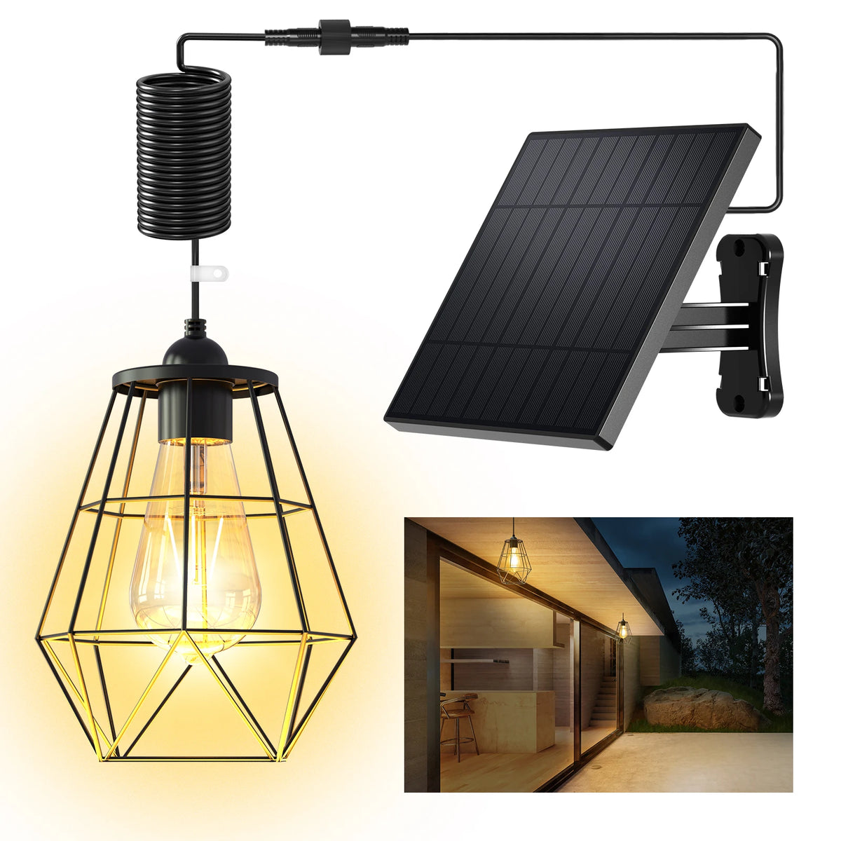 Intelamp Waterproof Solar Pendant Lights for Indoor and Outdoor Use
