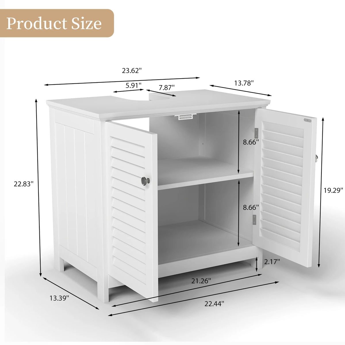 Modern Solid Wood Bathroom Storage Cabinet With Shutter Doors