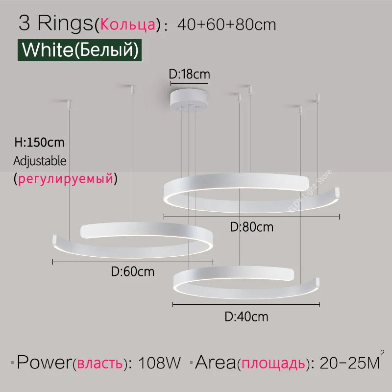 SLL Modern Nordic LED Ring Pendant Light for Living Spaces