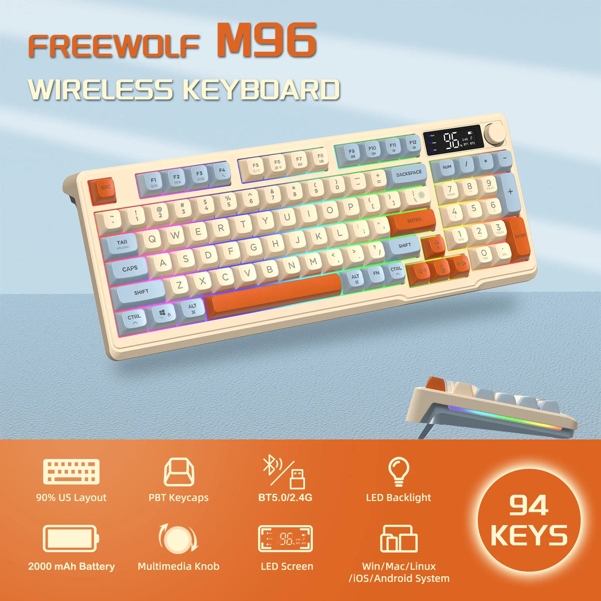 Attack Shark Wireless Gaming Keyboard With Screen And Knob