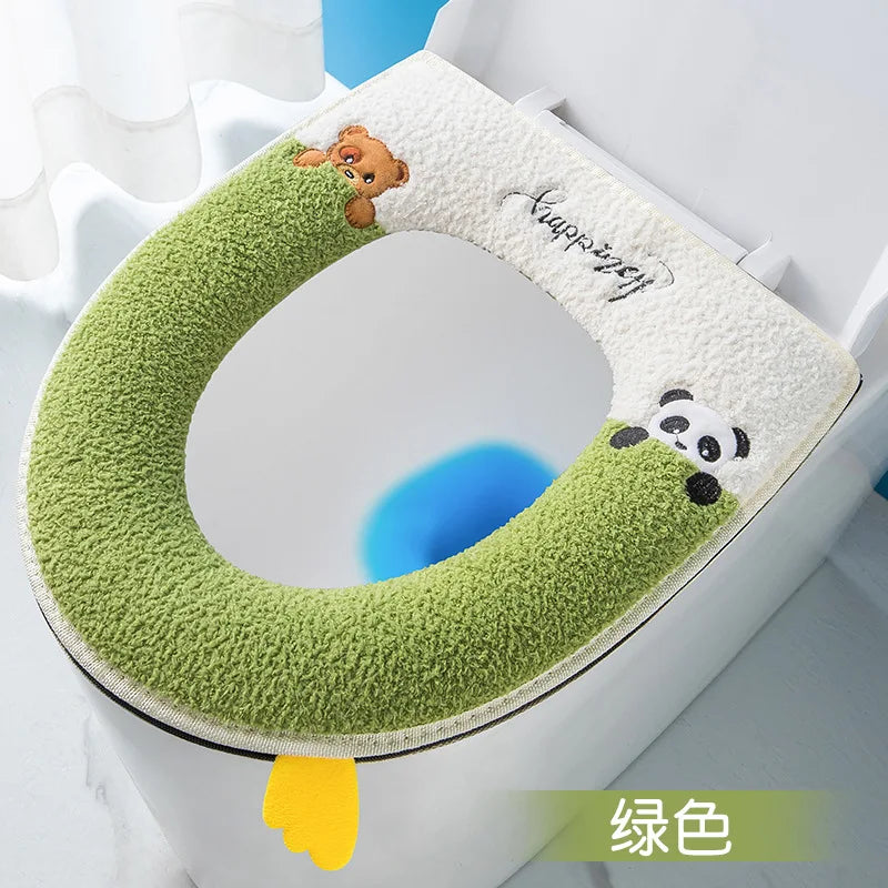 Waterproof Plush Toilet Seat Cover With Washable Zipper Design