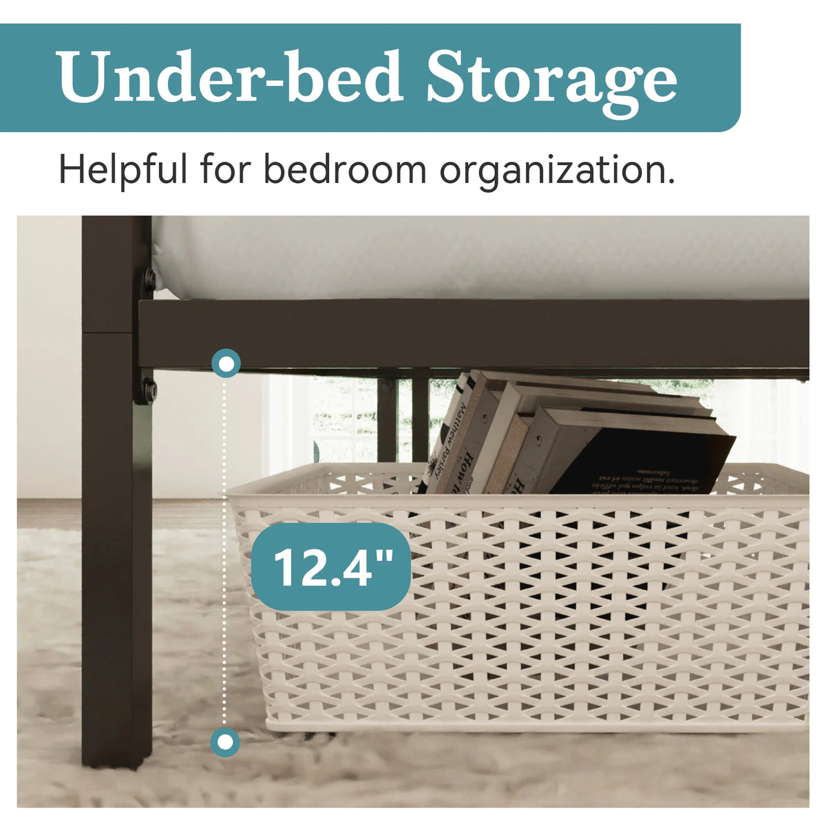 Hoomic Modern Metal Four Poster Bed Frame With Headboard