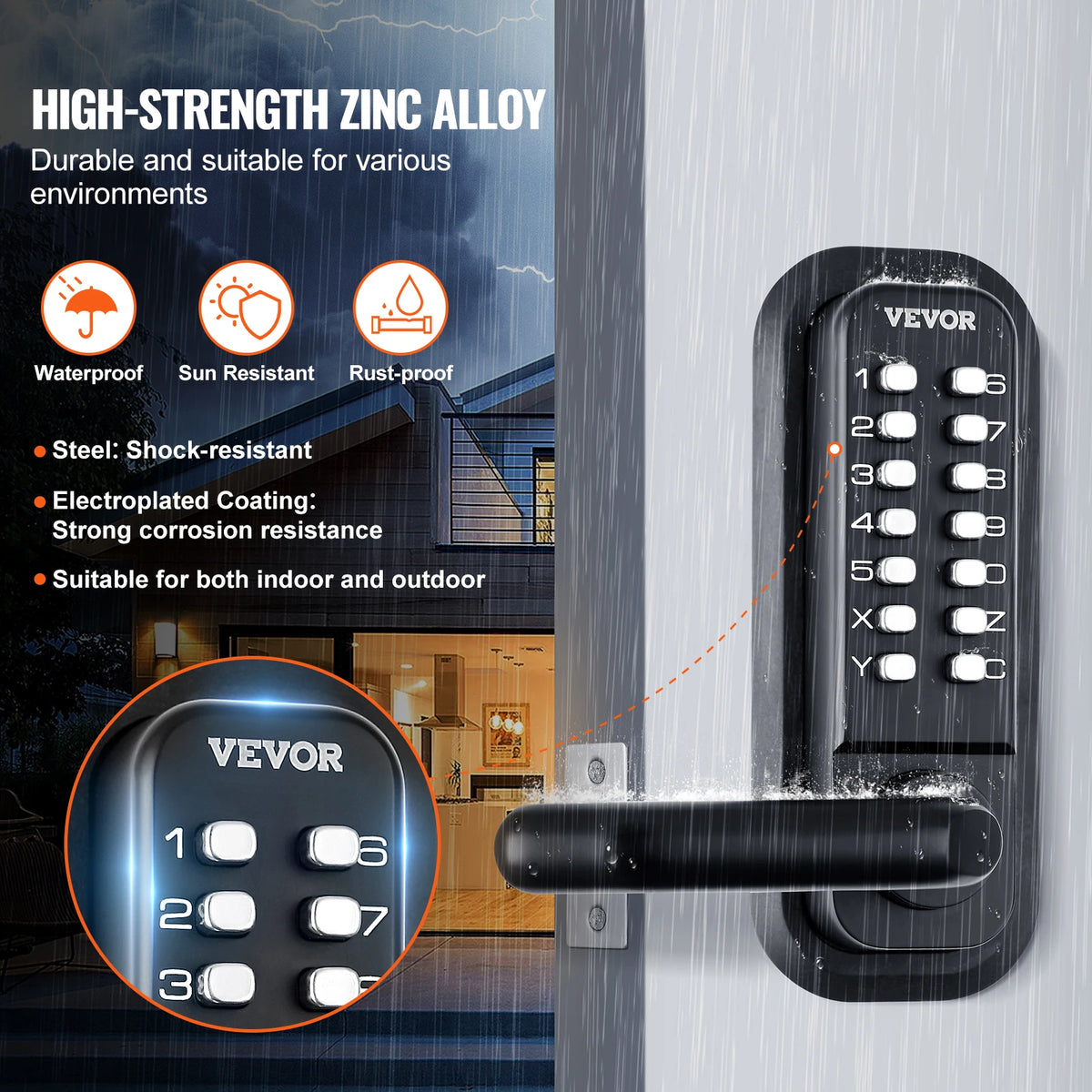 SucceBuy Mechanical Keyless Entry Door Lock With Keypad Handle