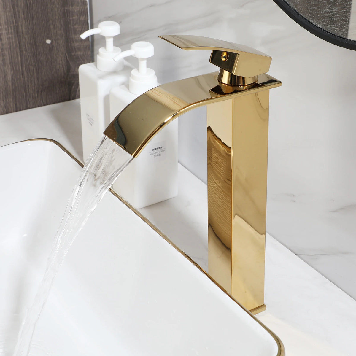 Yanksmart Ceramic Rectangular Bathroom Sink And Brass Faucet Kit