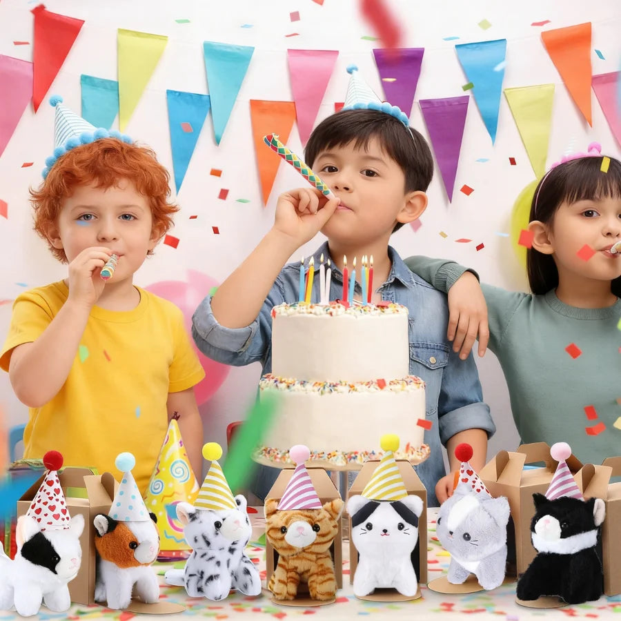 Adopt A Cat Mini Plush Favors With Hat Birthday Set