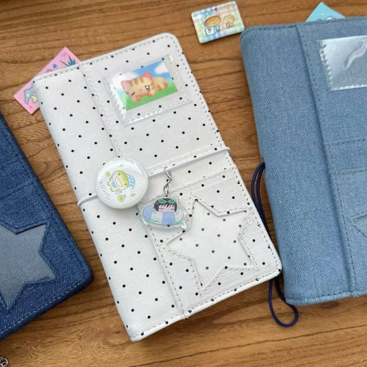 Retro Polka Dot PU Loose Leaf Refillable Notebook Journal