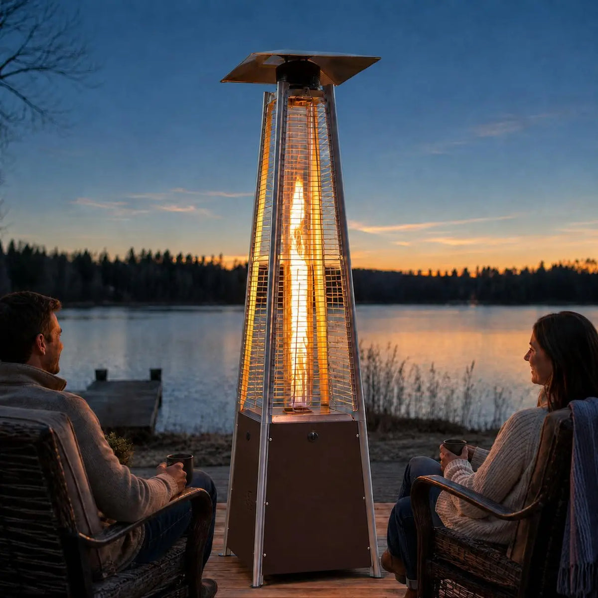 GAOMON Pyramid Propane Patio Heater With Glass Tube Flame