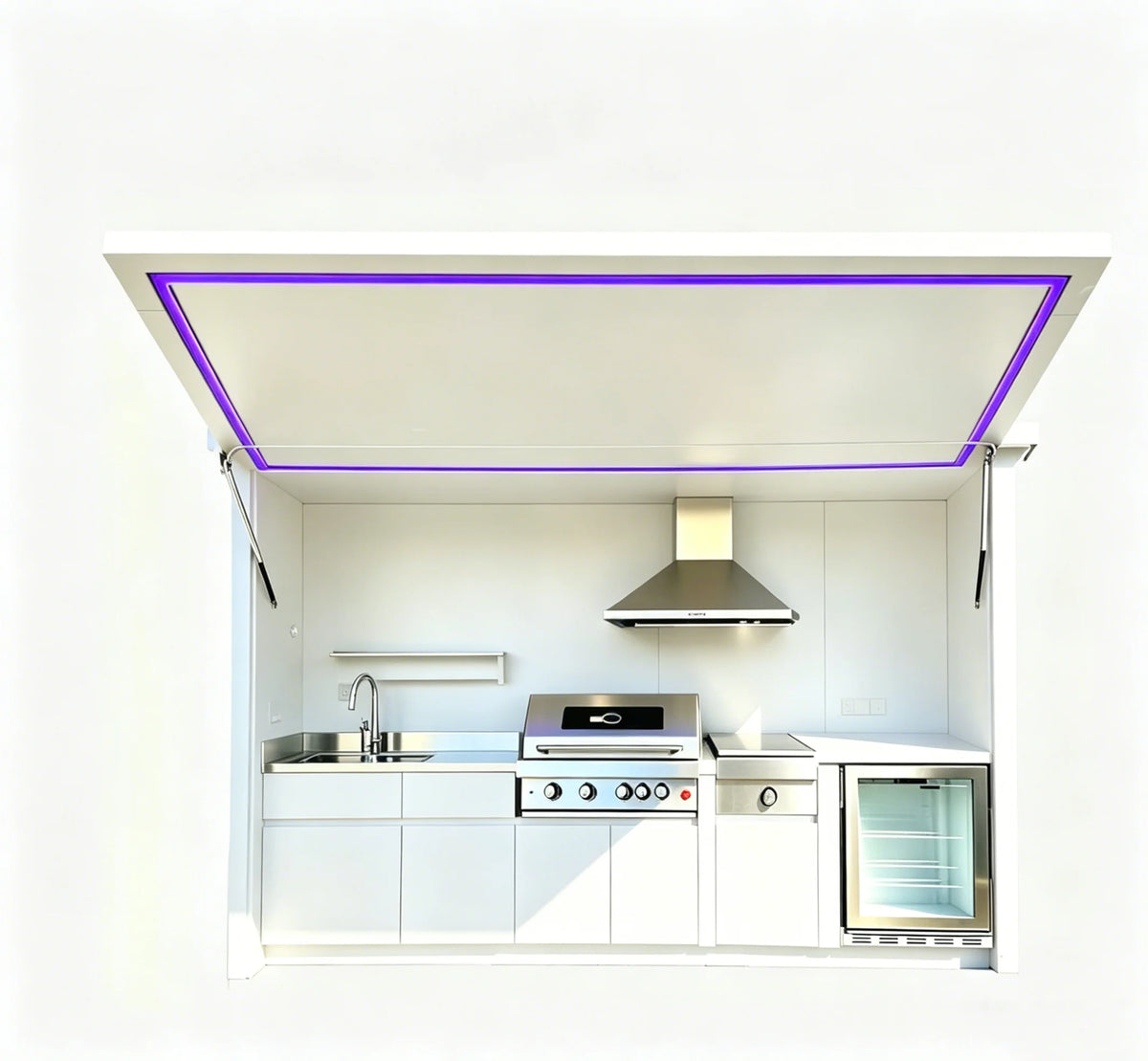 Rust Resistant Complete Outdoor Kitchen Cabinet, Full Equipped Modular Outdoor Cooking Cabinet with Large Cabinets