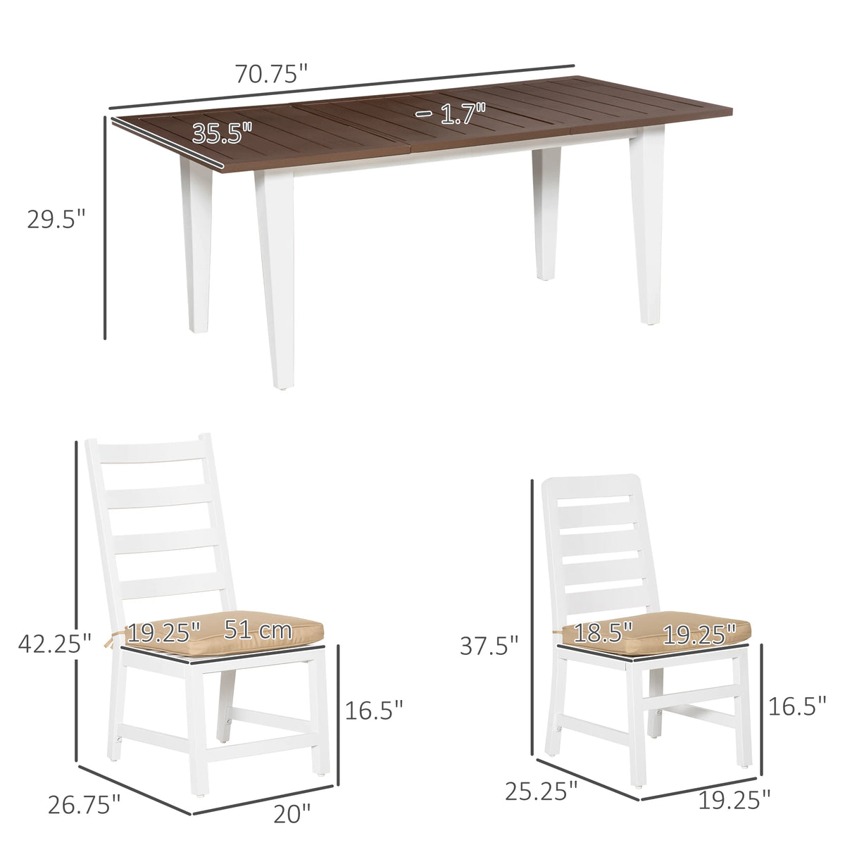 Outsunny Aluminum Outdoor Dining Set With Cushions Modern Patio Furniture
