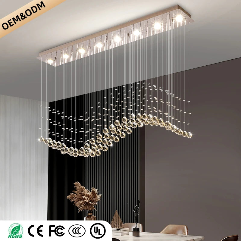 Yingxuan Modern Crystal LED Pendant Chandelier for Kitchen and Living Areas