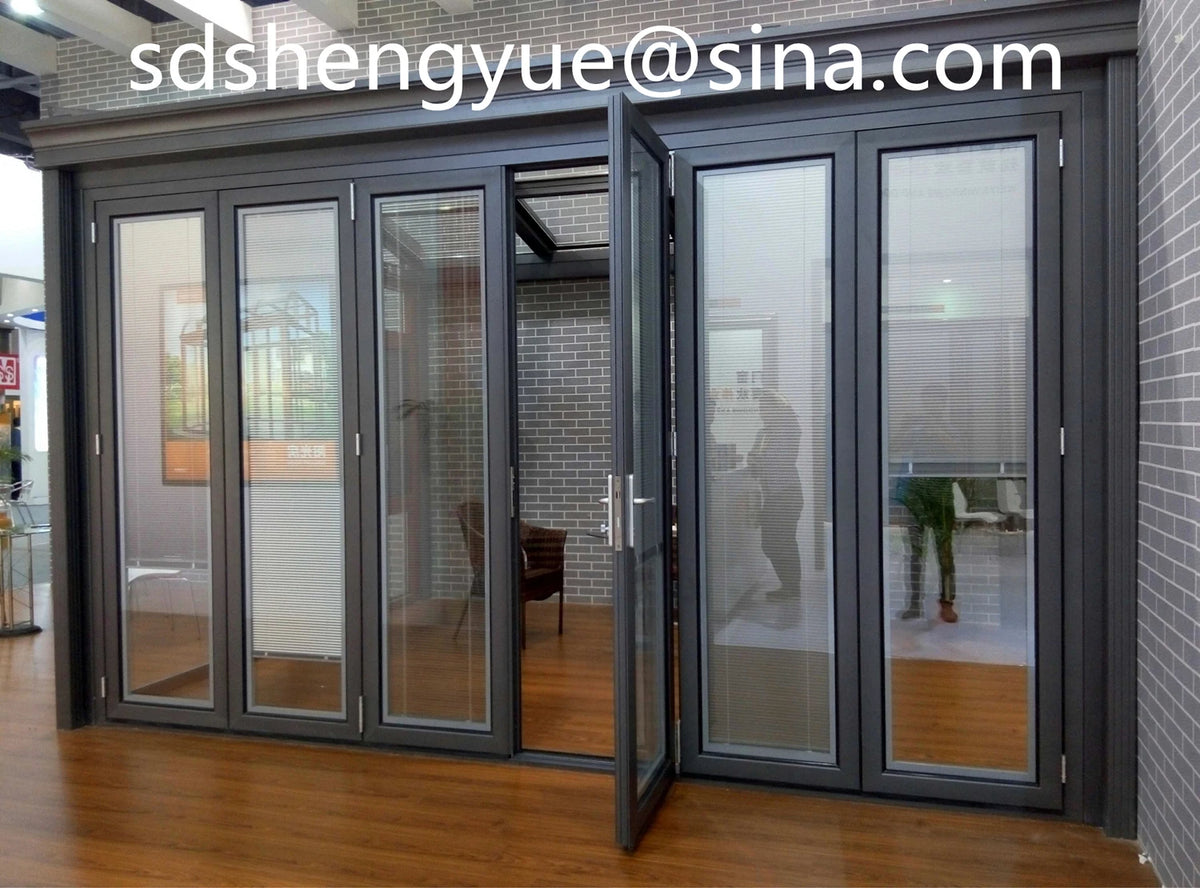 Custom Aluminum Double Pane Exterior Bifold Doors Partition Patio Glass Door Bi Fold Accordion Door Sliding Folding Door