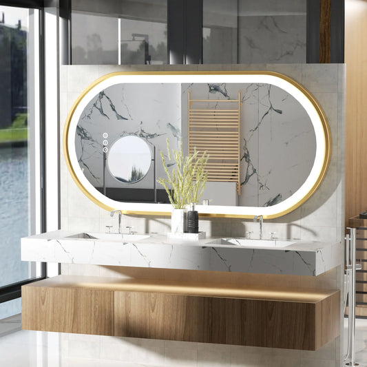 Wisfor LED Oval Bathroom Mirror With Dimmable Anti Fog Lighting