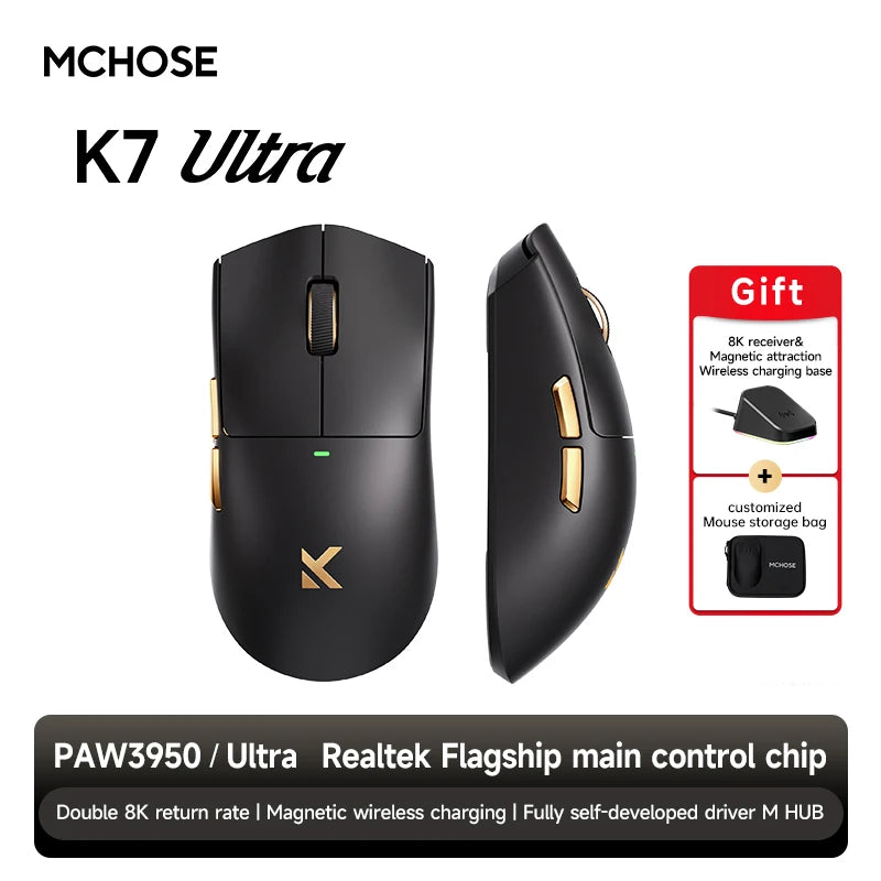 MCHOSE K7 Ultra Wireless Gaming Mouse With Magnetic Charging Dock