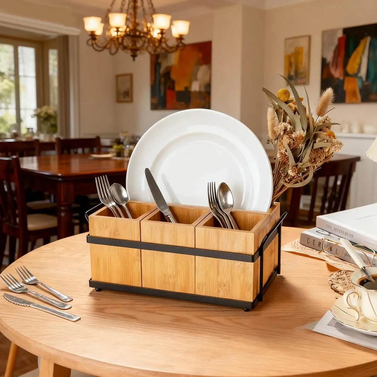 Garvee Wooden Kitchen Utensil Caddy With Four Compartments