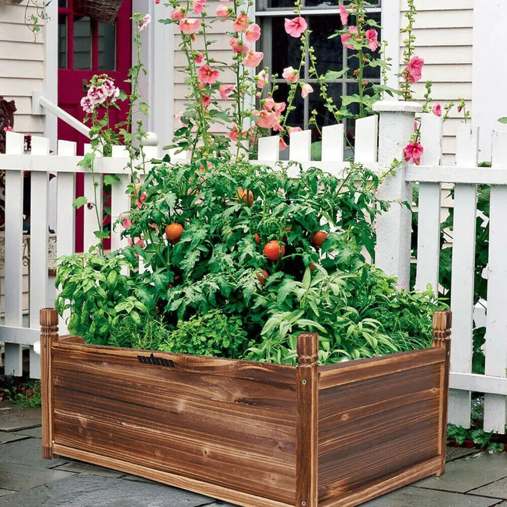 Outdoor Wooden Raised Garden Planter Bed For Flowers And Vegetables
