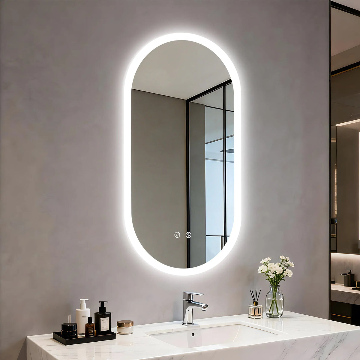 Borwart Anti Fog Oval LED Bathroom Mirror With Frameless Design