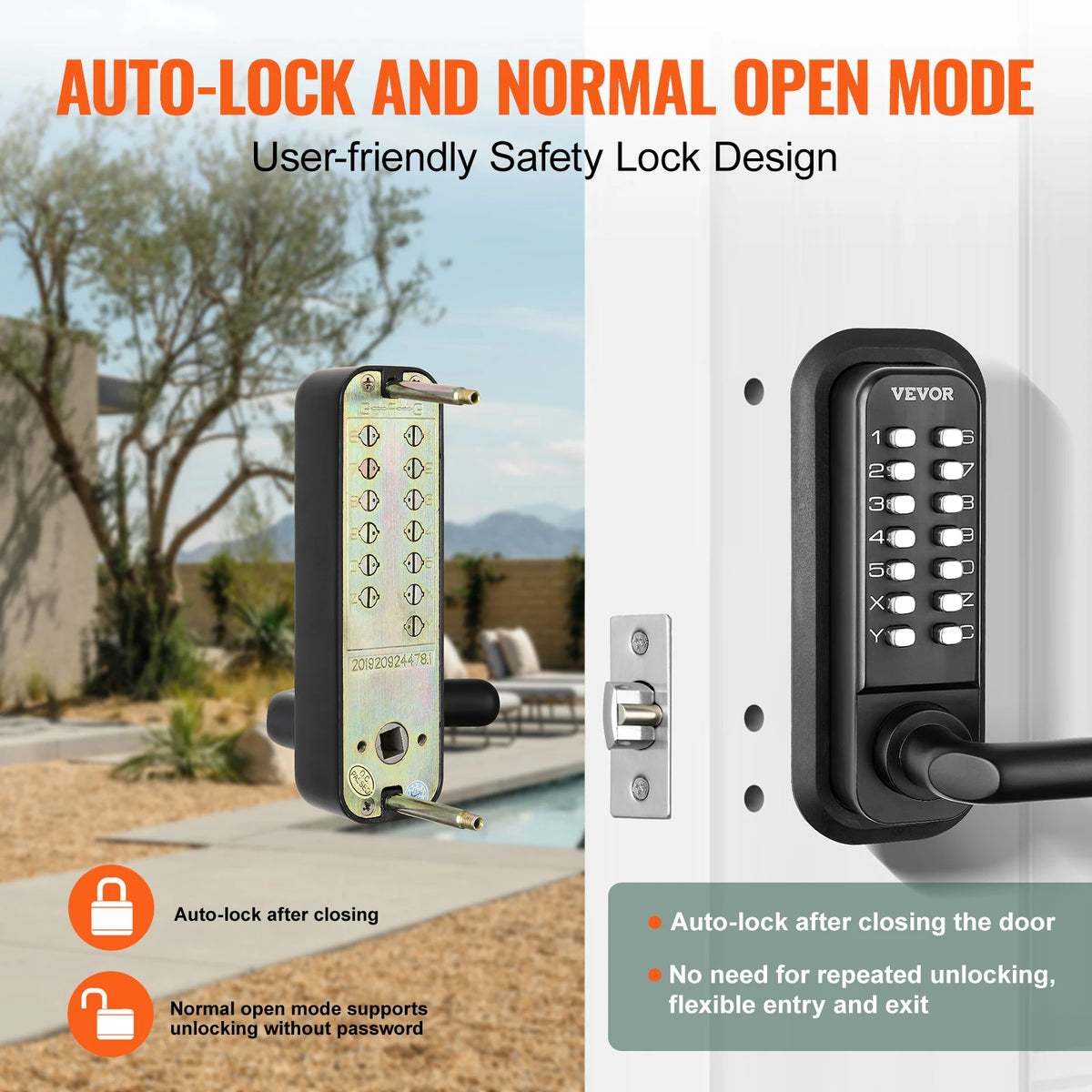 SucceBuy Mechanical Keyless Entry Door Lock With Keypad Handle