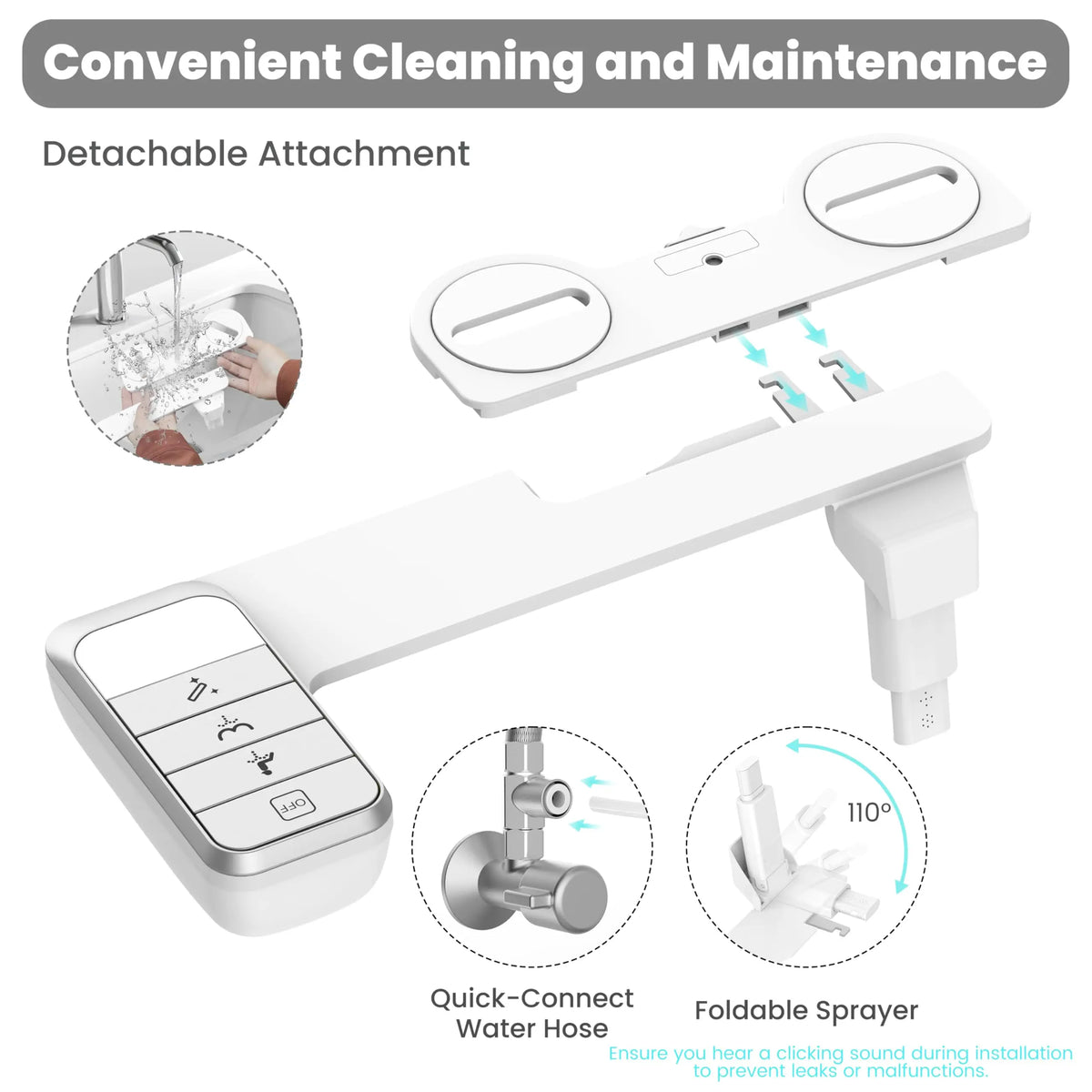 Non Electric Toilet Bidet Attachment With Self Cleaning Nozzle