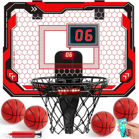 Joyfy Light Up Indoor Basketball Hoop With Scoreboard And Balls