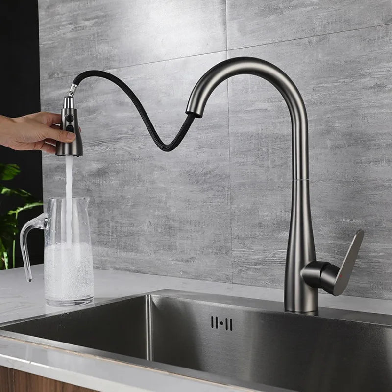 GEGVE Deck Mounted Single Handle Kitchen Sink Faucet Brass