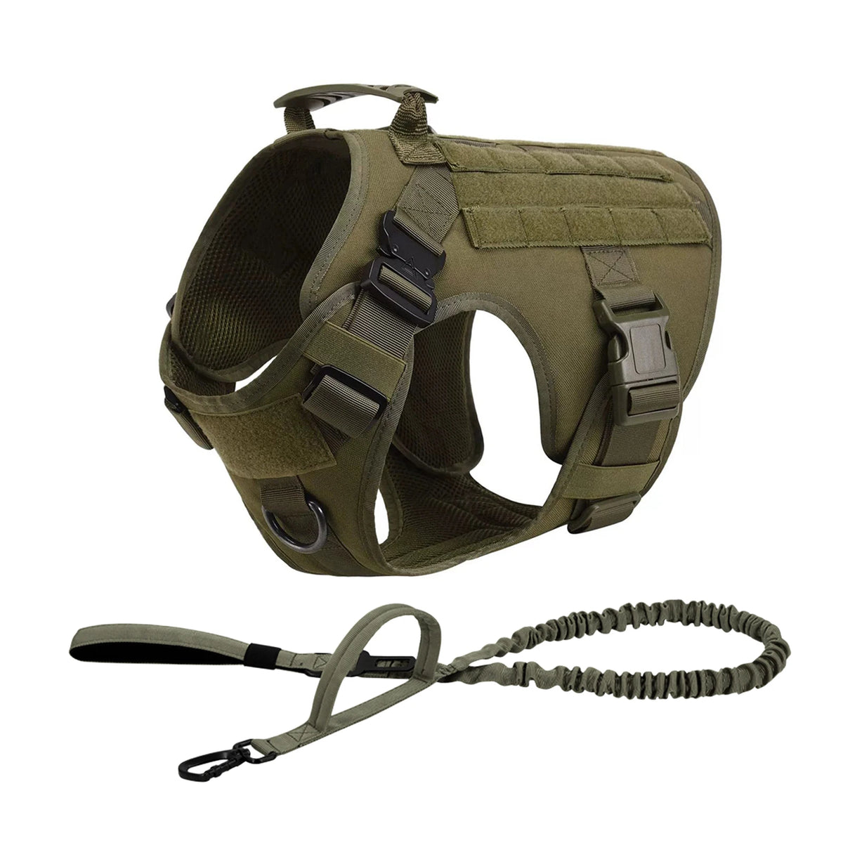 Petavel Tactical Dog Harness With Molle Pouches And Leash