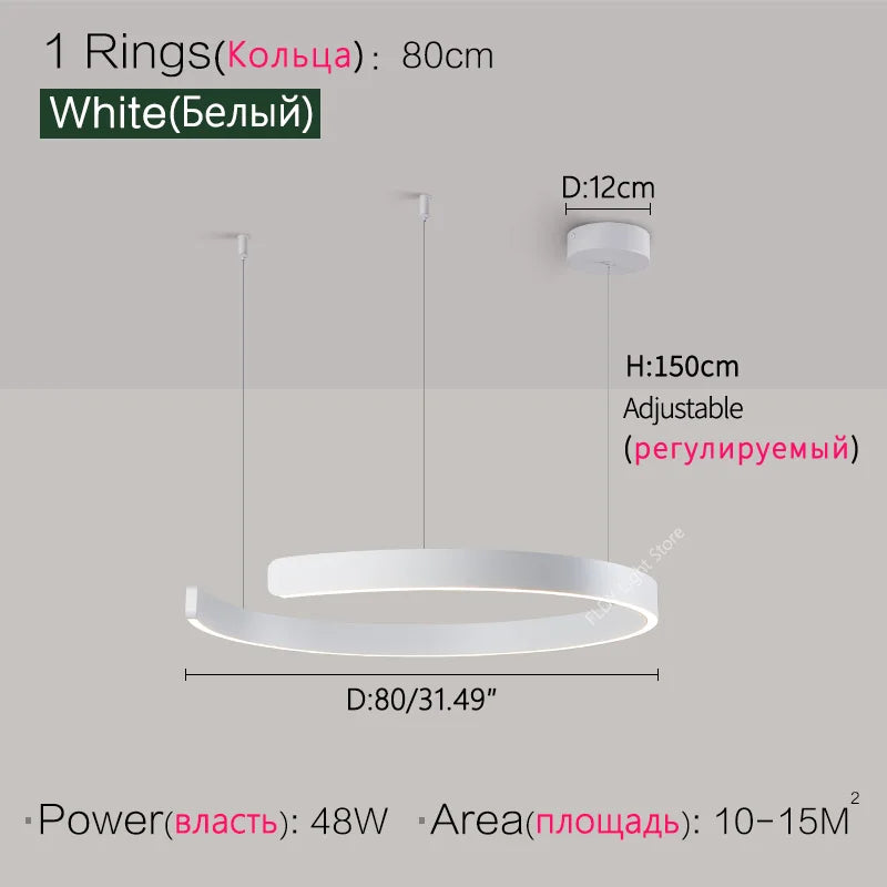 SLL Modern Nordic LED Ring Pendant Light for Living Spaces