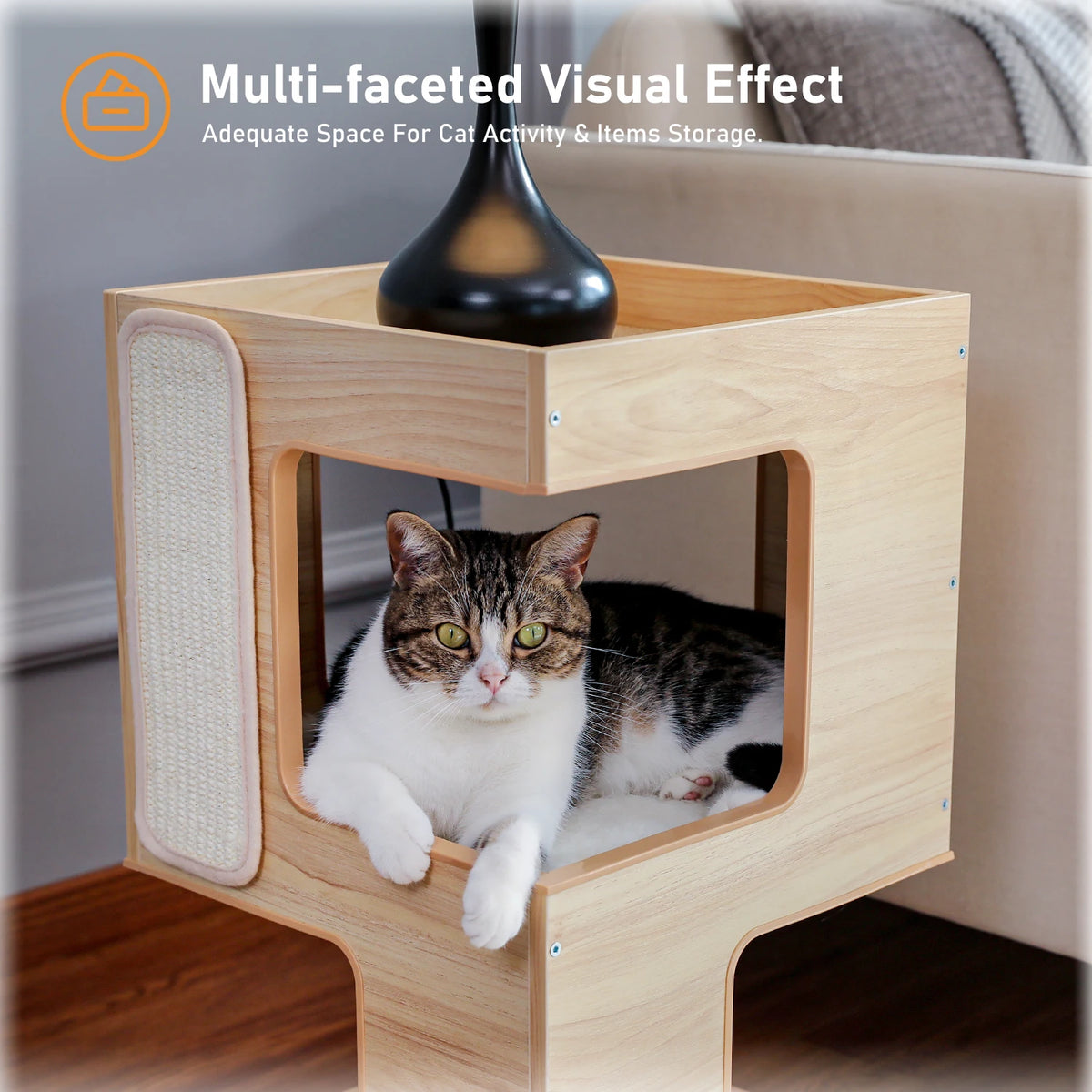 PAWZ Road Wooden Cat Condo with Scratcher and Soft Mats