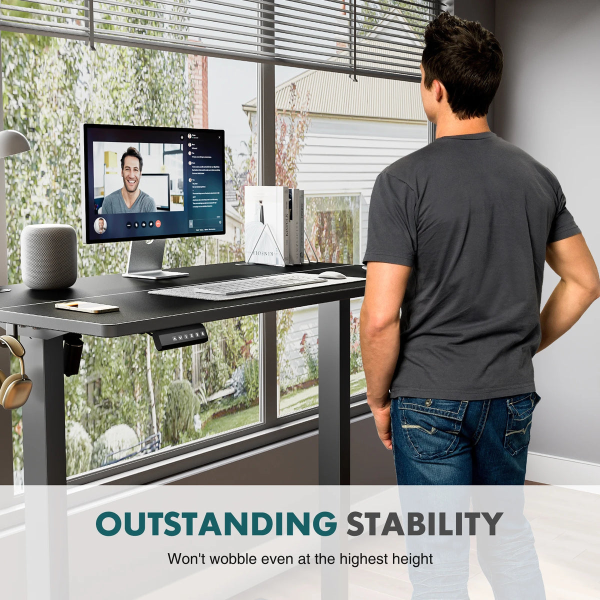 JHK Ergonomic Electric Height Adjustable Standing Desk for Home Office