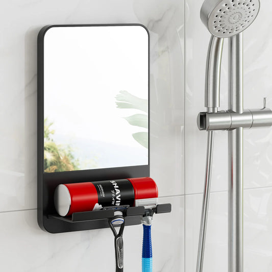 Fogless Shower Mirror With Razor Holder For Bathroom Suction Mount