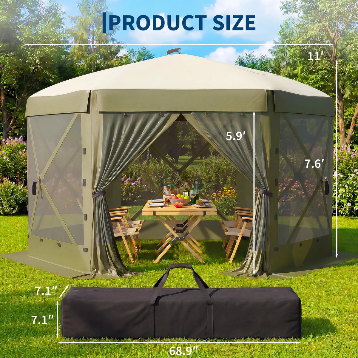 HiMISS Pop Up Screen Gazebo With Removable Wind Walls