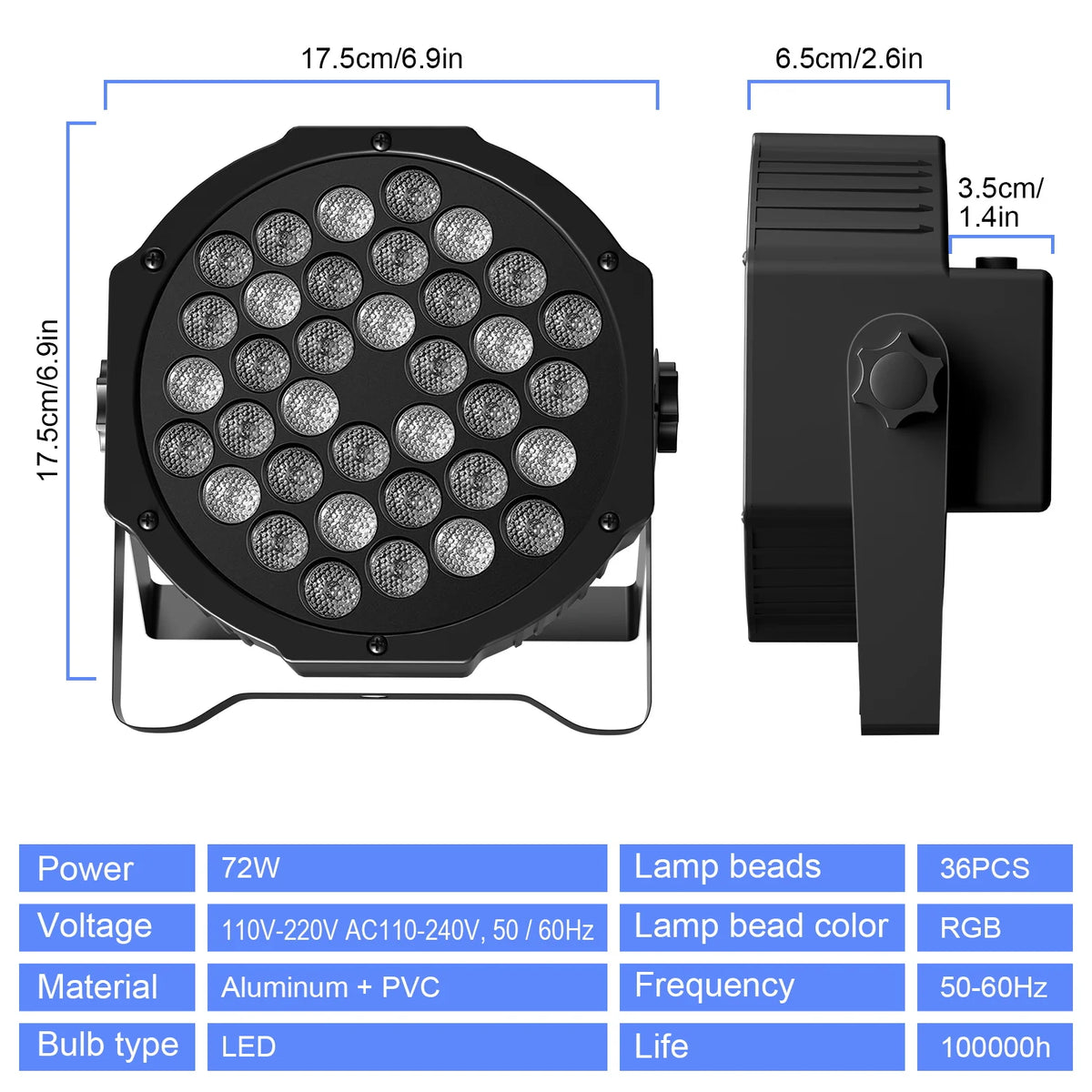 Datewink LED Par Stage Lights With DMX512 for DJ Events