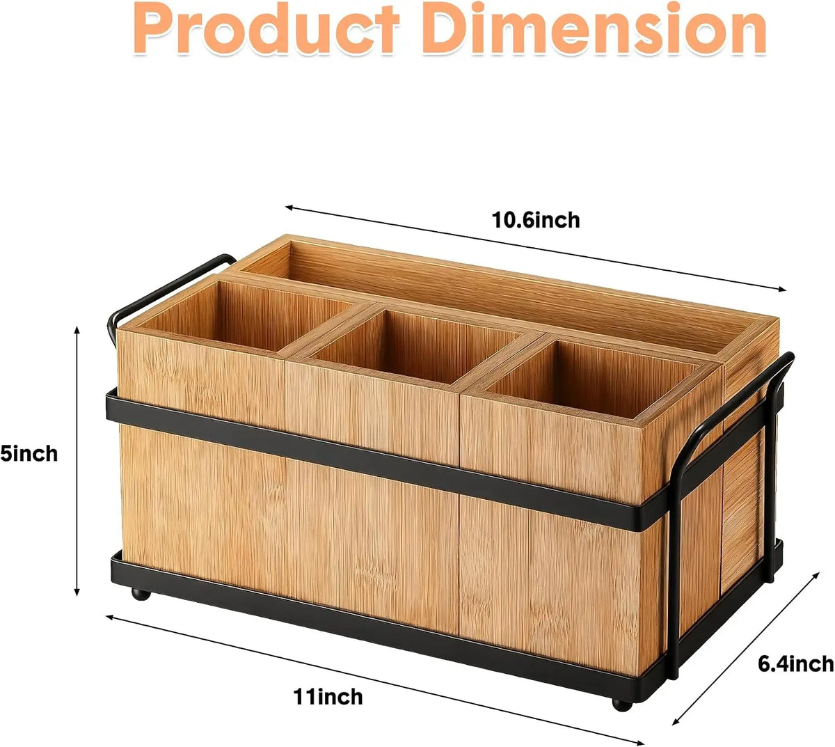 Garvee Wooden Kitchen Utensil Caddy With Four Compartments