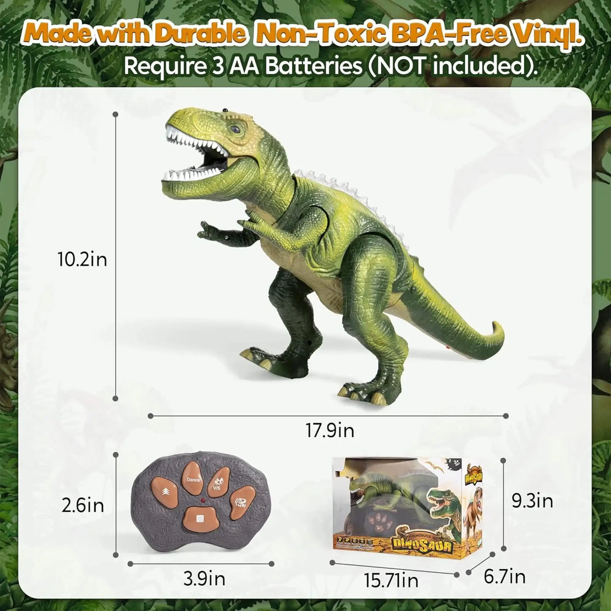 Joyfy Remote Control Walking Dinosaur Toy With Lights And Sounds
