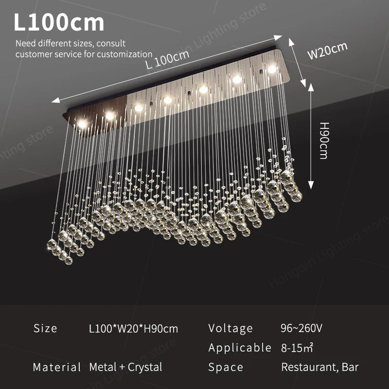 Yingxuan Modern Crystal LED Pendant Chandelier for Kitchen and Living Areas