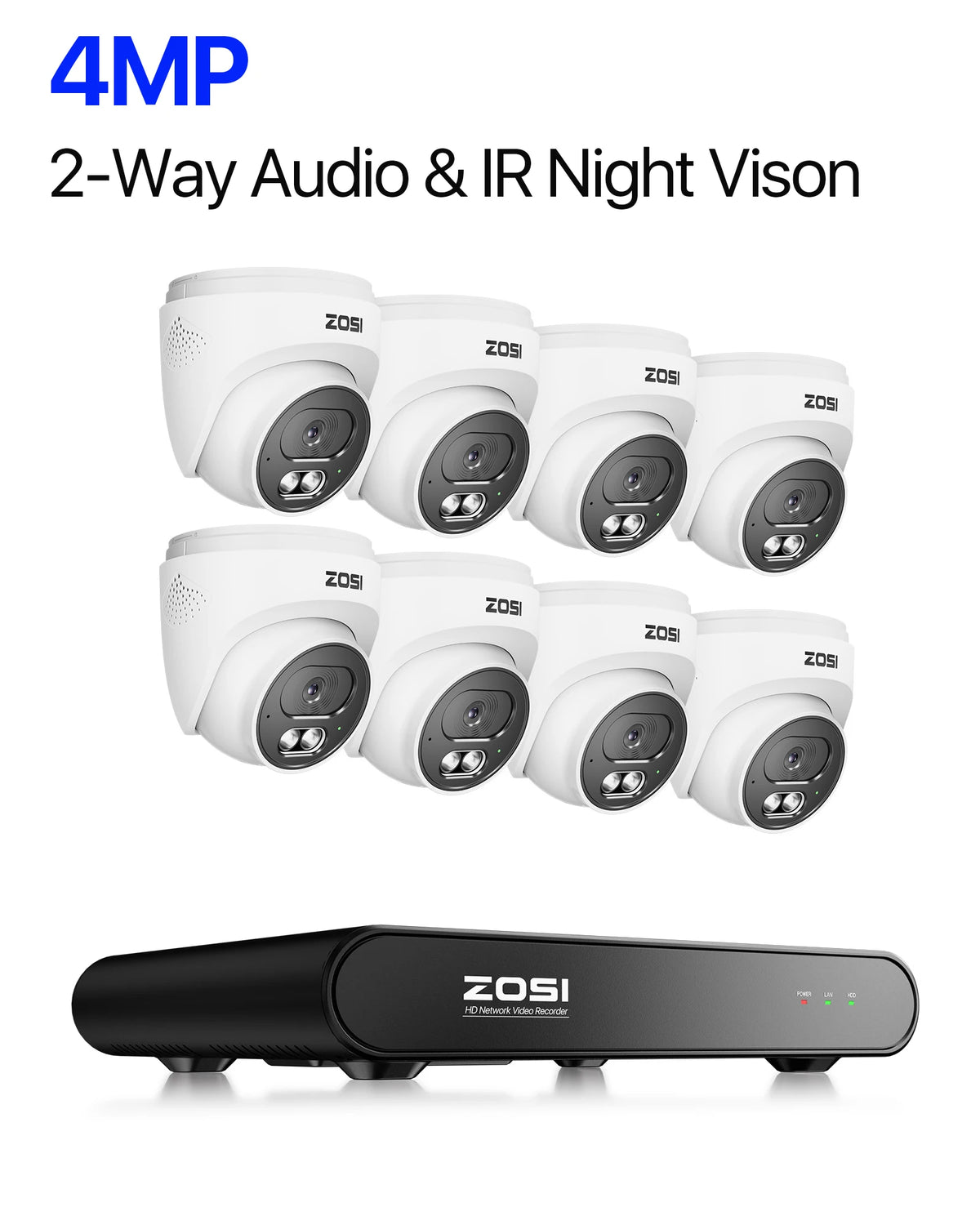 Zosi 4K PoE AI Smart Video Surveillance Home Camera System