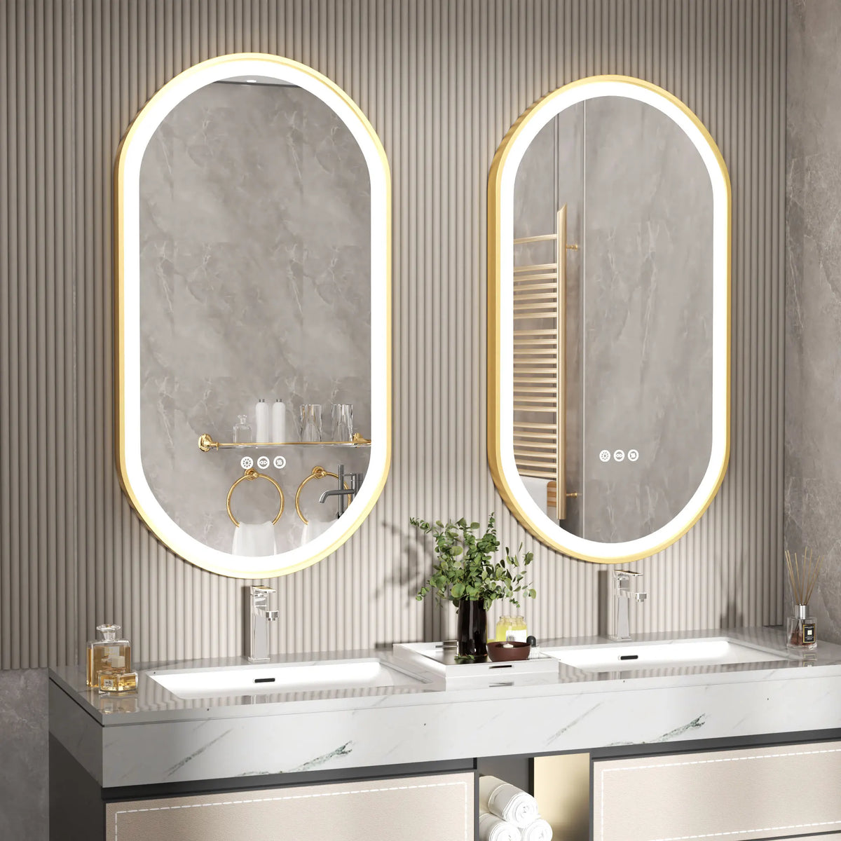 Wisfor Oval LED Bathroom Mirror With Dimmable Anti Fog Light